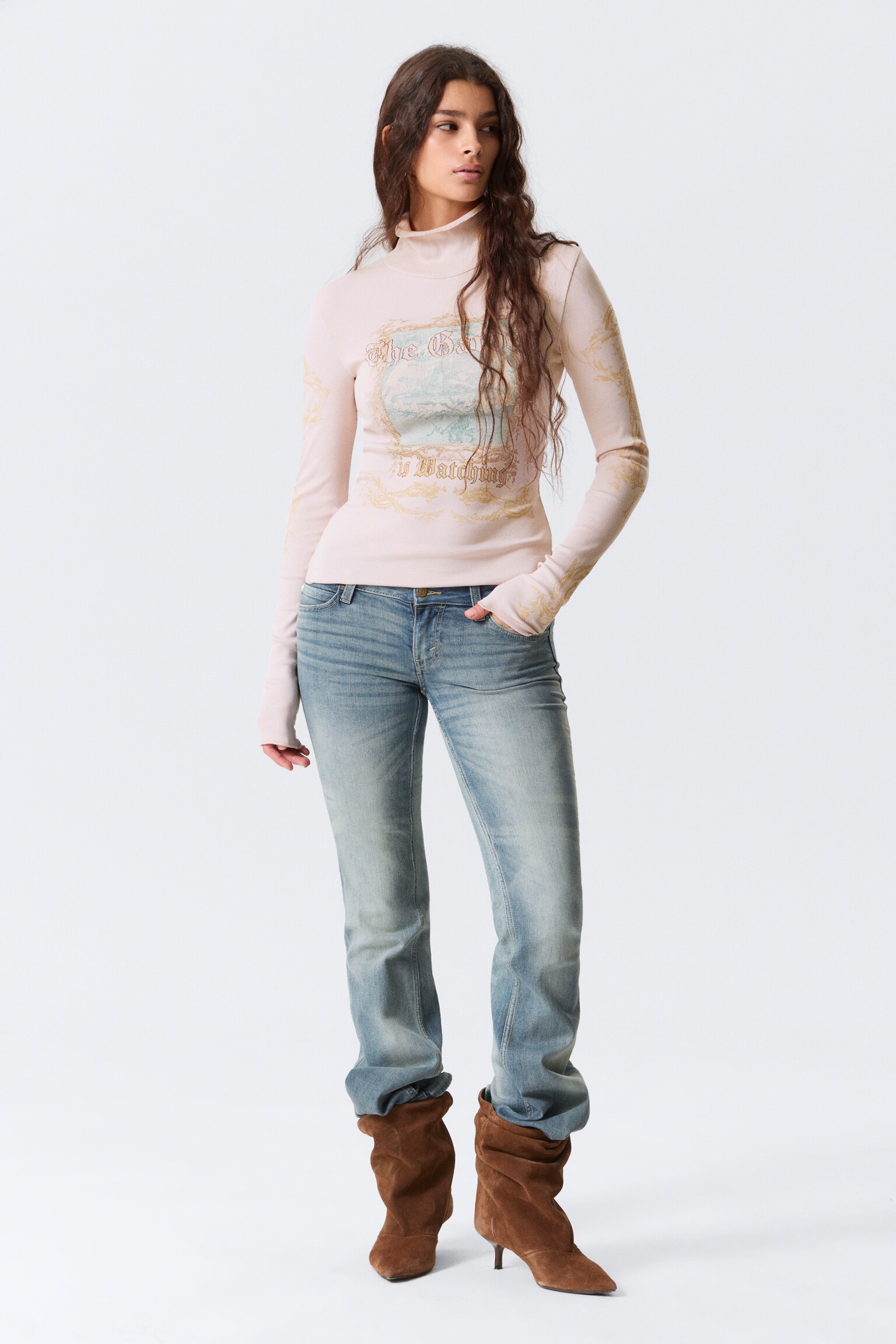 Fitted Turtleneck Top - Light Pink - The Garden - 5