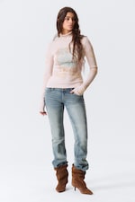 Light Pink - The Garden - Fitted Turtleneck Top - 1