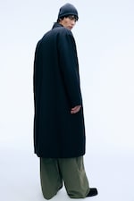Black - Oversized Single-Breasted Wool Blend Coat - 3
