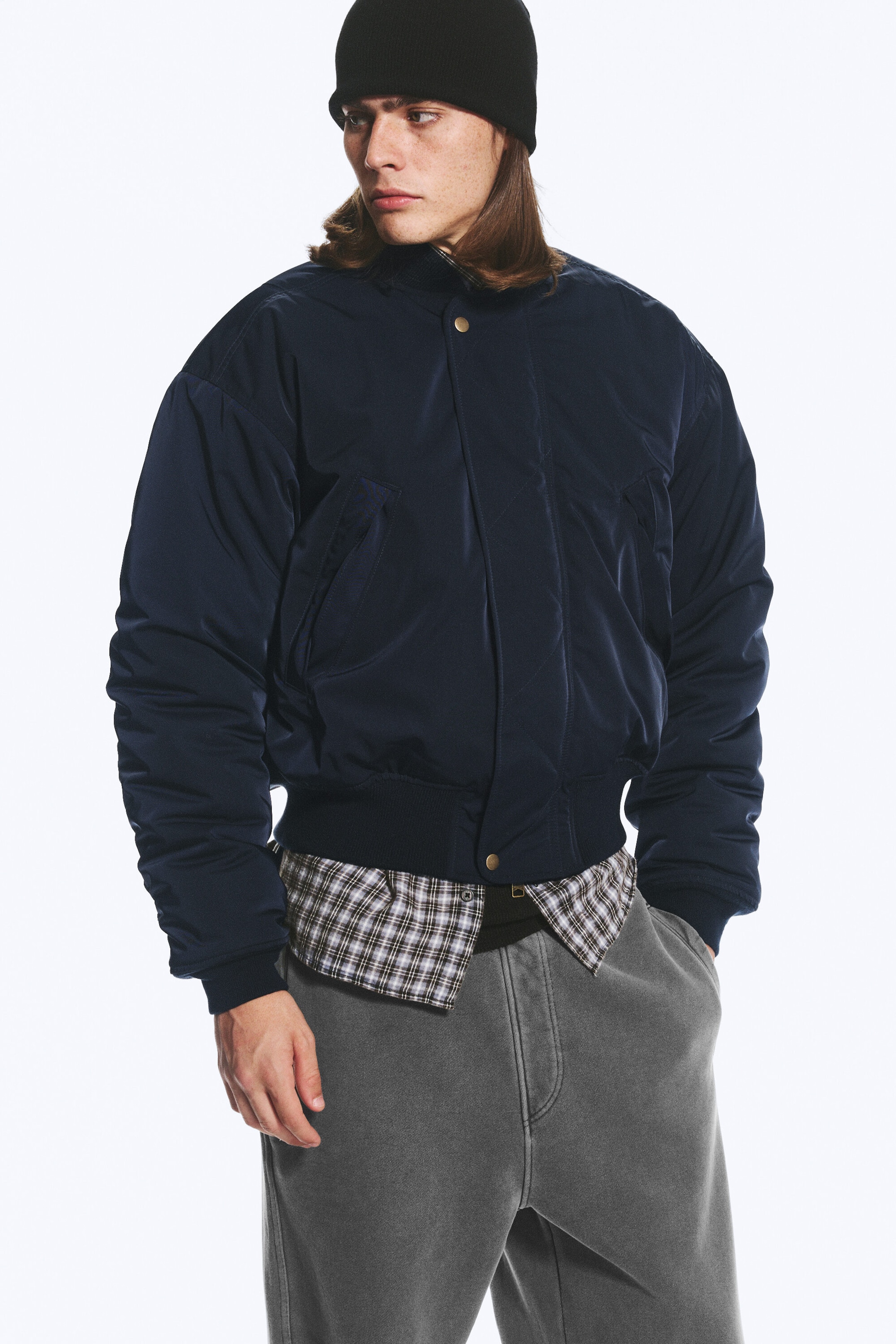 Dark Blue - Relaxed bomber jacket - 1