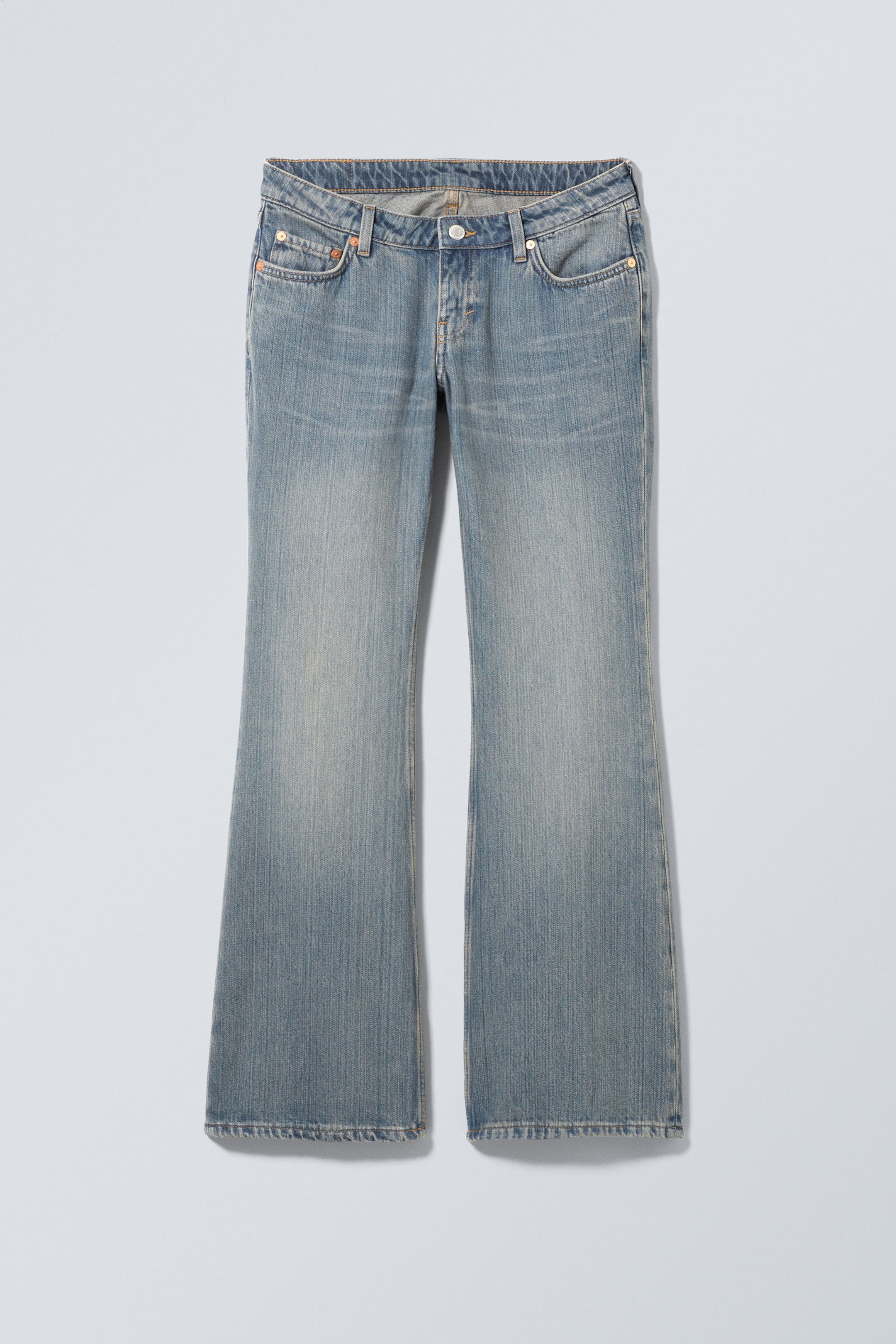 Trove Blue - Medium Blue - Nova Low Rise Slim Bootcut Leg Jeans - 1