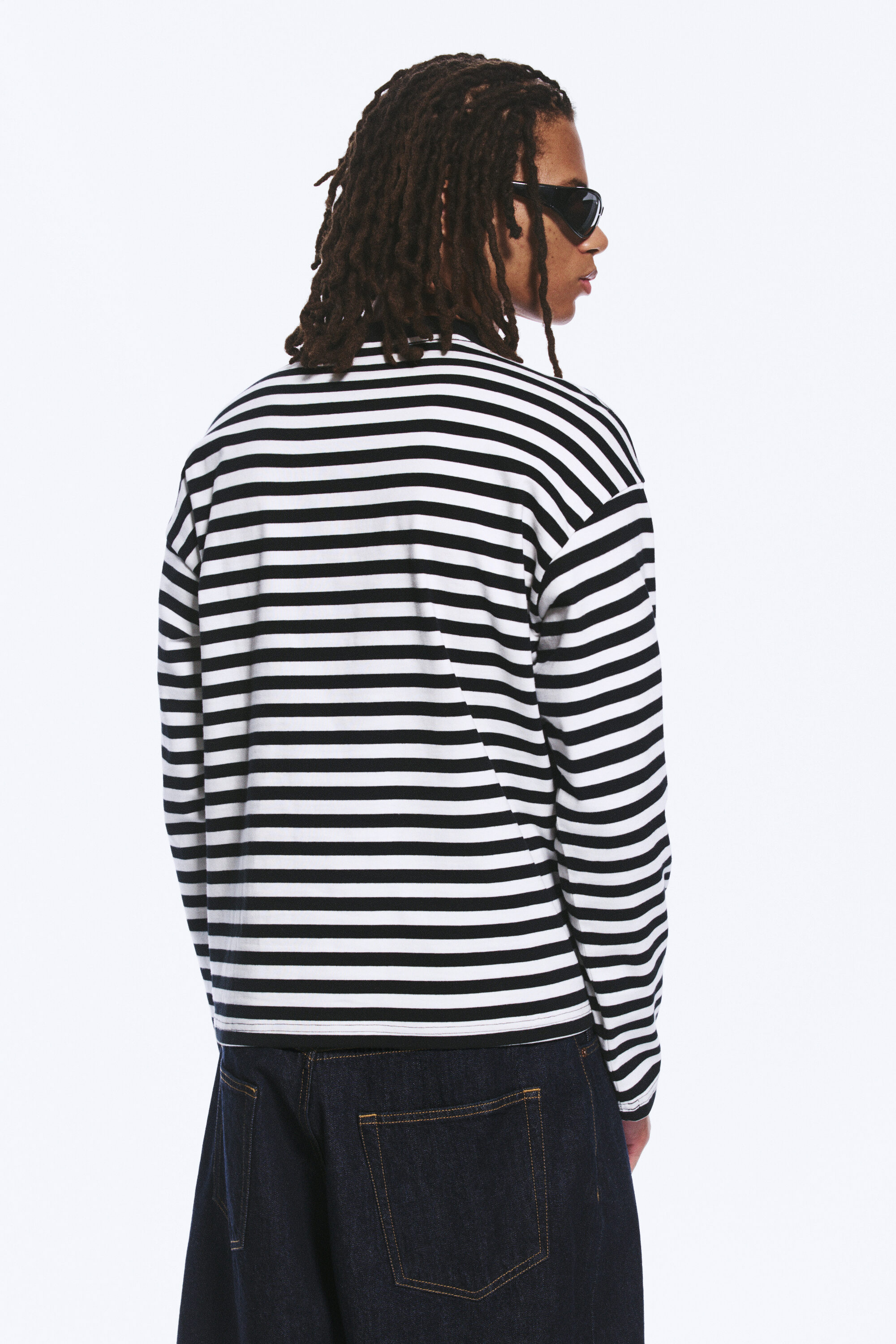 great boxy graphic long sleeve t-shirt - Black & White Stripe