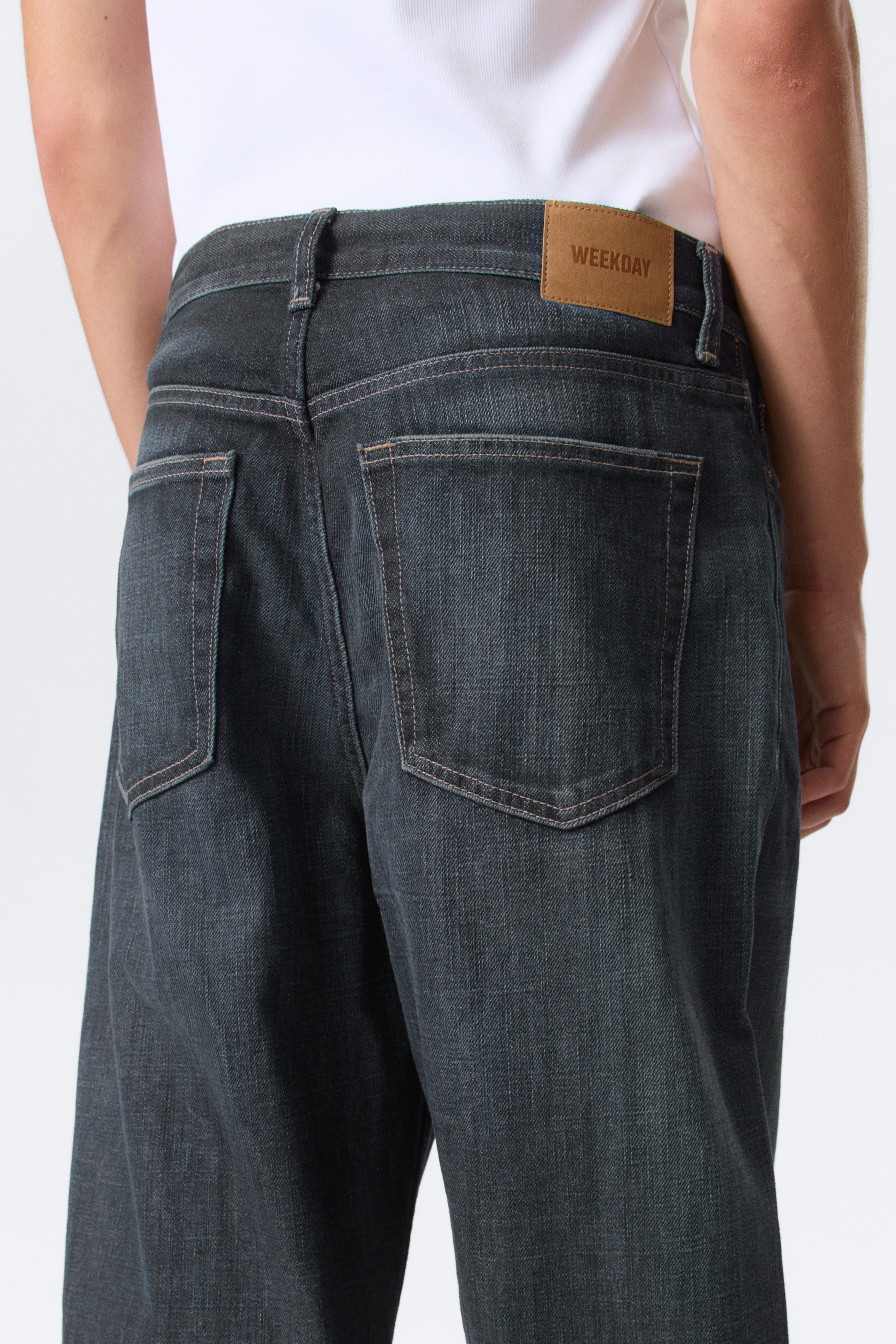 Deep Sea Blue - Dark Blue - Galaxy Mid Rise Loose Straight Leg Unisex Jeans - 3