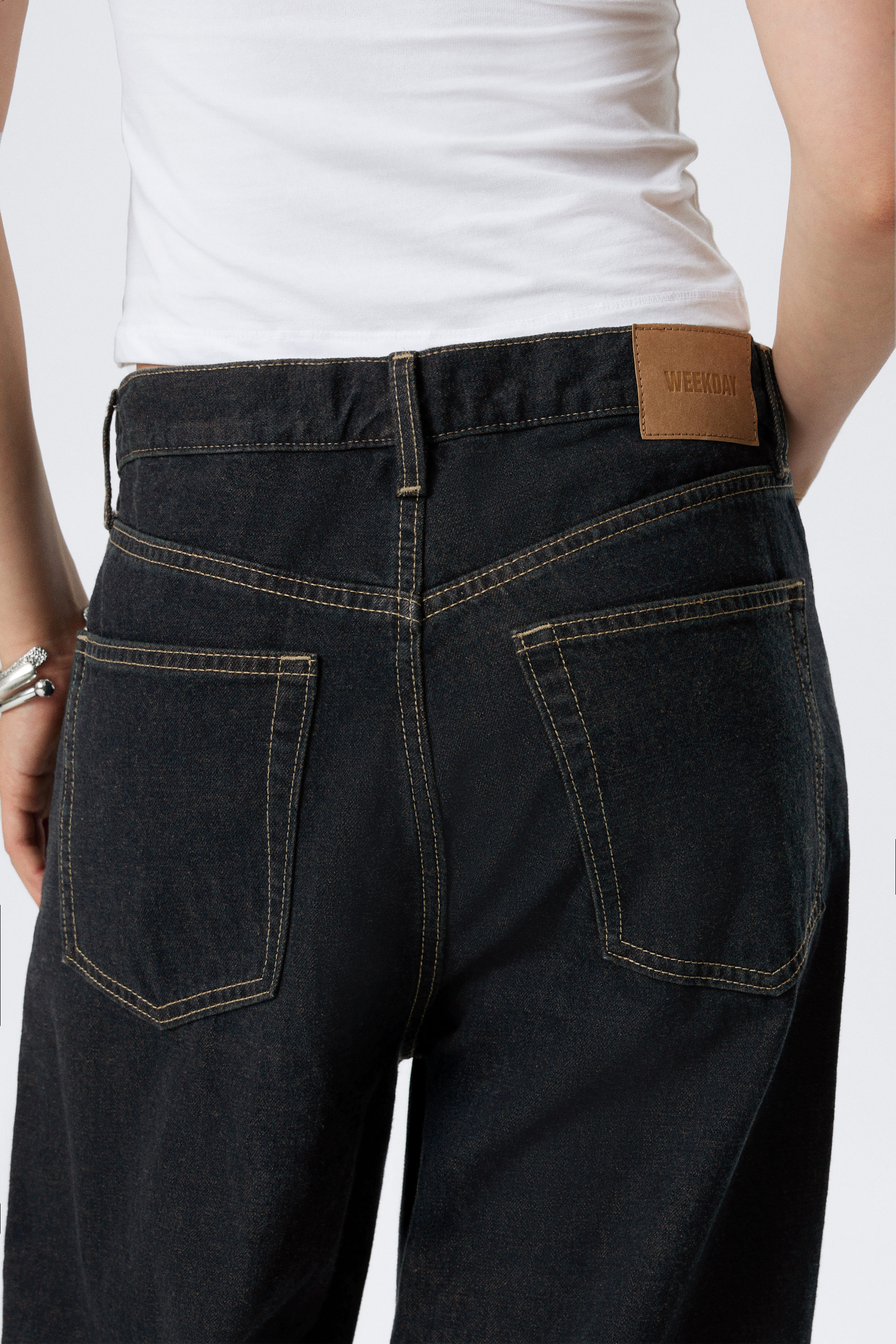 Emerald Rinse - Dark Blue - Solar Loose Wide Leg Unisex Jeans - 10