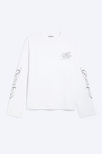 Weiß - "Broken Beats" - Kastiges Langarmshirt mit Grafikprint - 3