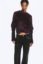 Prune - Pull en maille duveteuse - 0