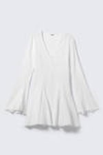 White - Crinkled Long-Sleeved Mini Dress - 3
