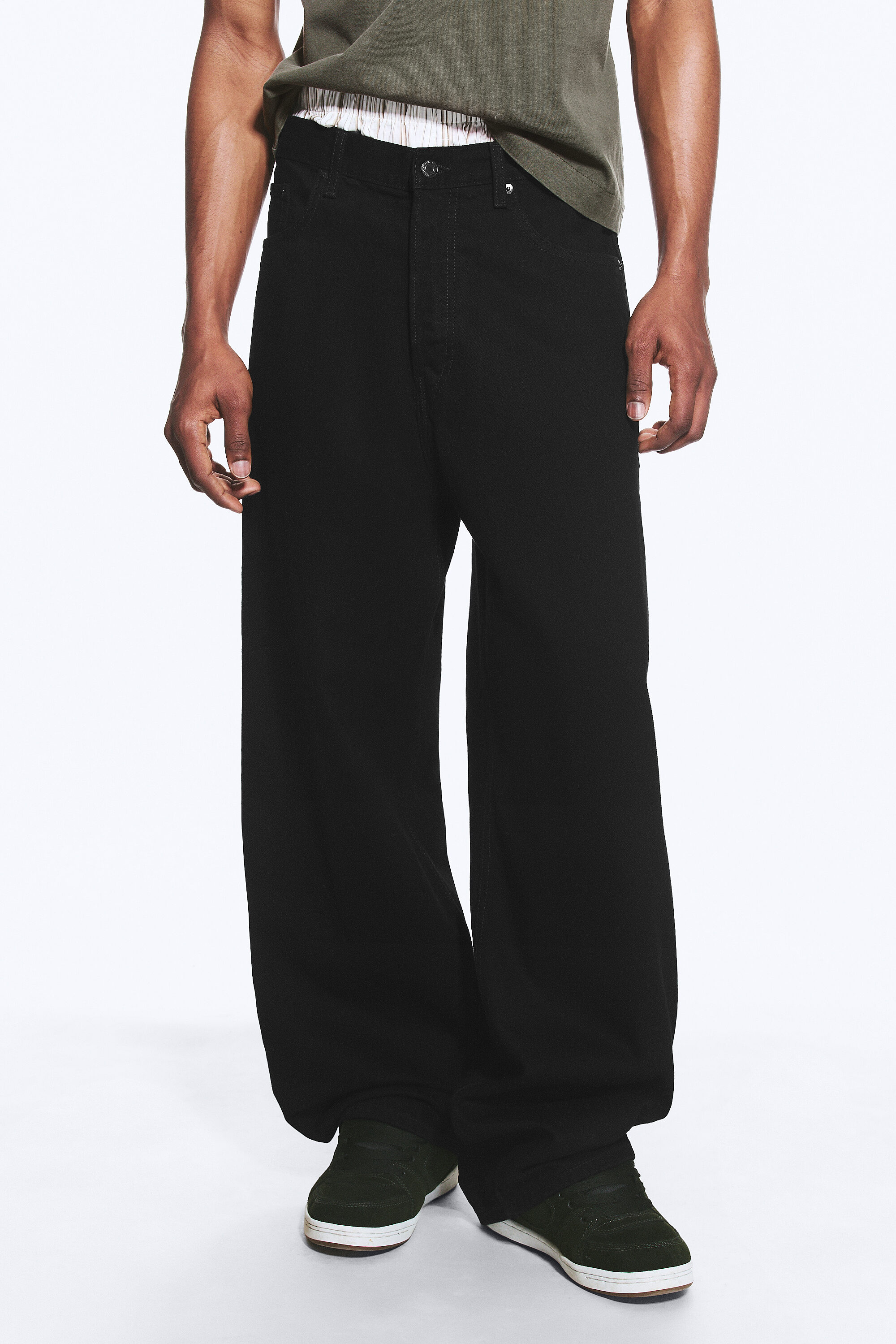 astro mid rise loose baggy unisex jeans - Black Rinse - Black