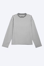 Weiß-grau gestreift - Boxy Longsleeve mit lockerer Passform - 4