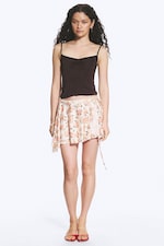 Vit/Rosa - Blommig - Asymmetrisk omlottminikjol - 2