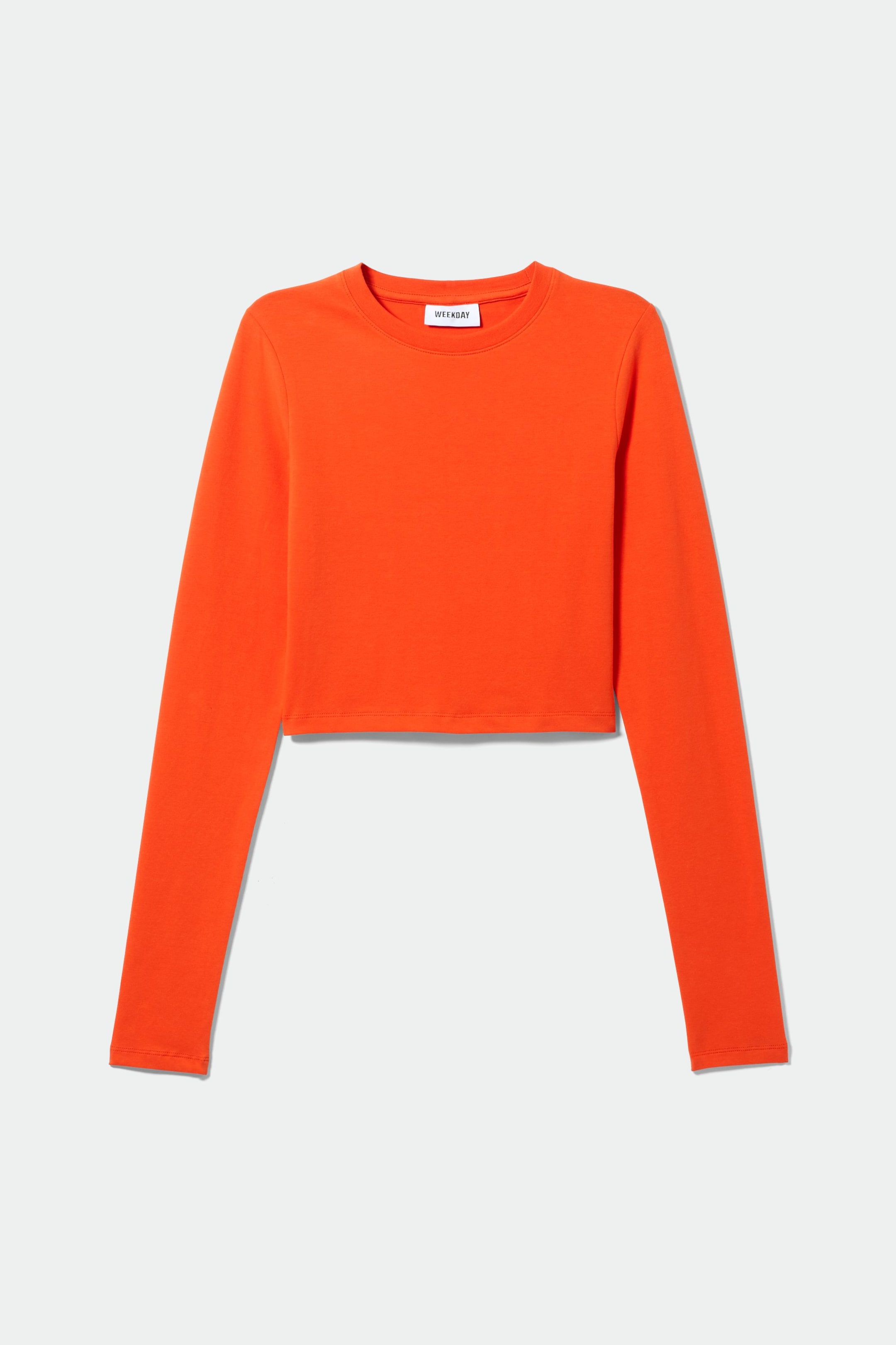 Orange - Mini Long Sleeve Crop Top - 0