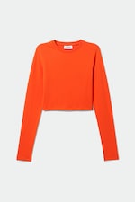 Orange - Mini Long Sleeve Crop Top - 0