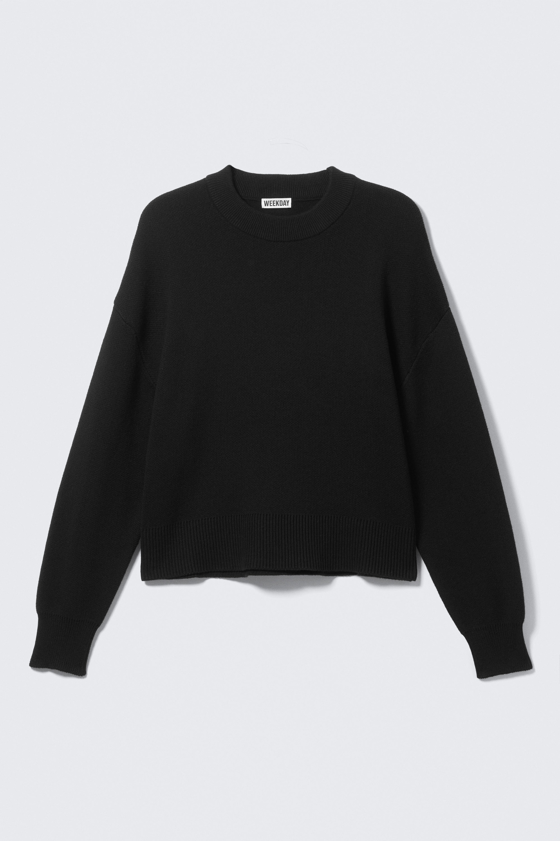 Black - Relaxed Boxy Knitted Sweater - 3