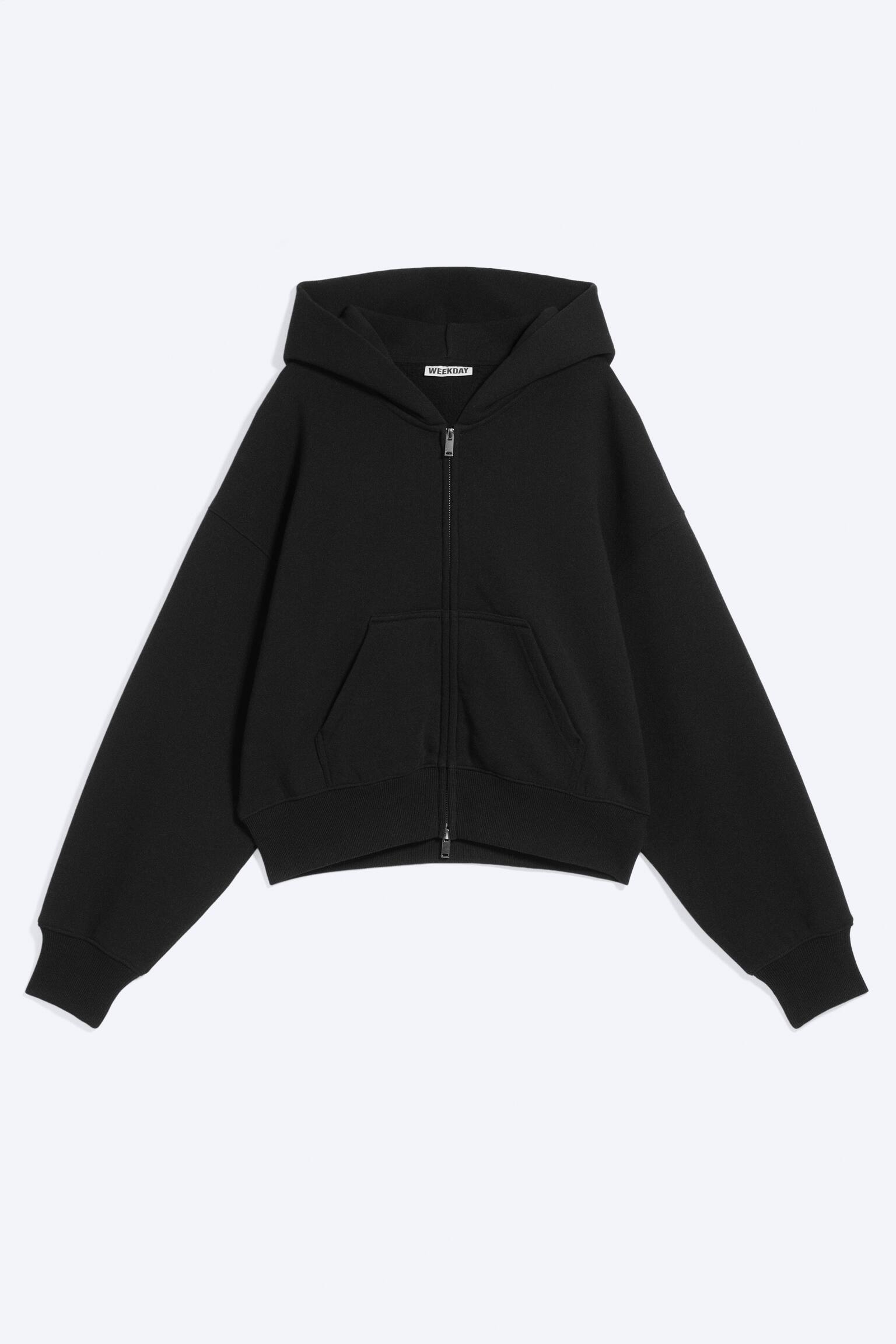 Cropped Boxy Zip Hoodie - Black/Washed Lilac/Grey Melange/Washed Purple