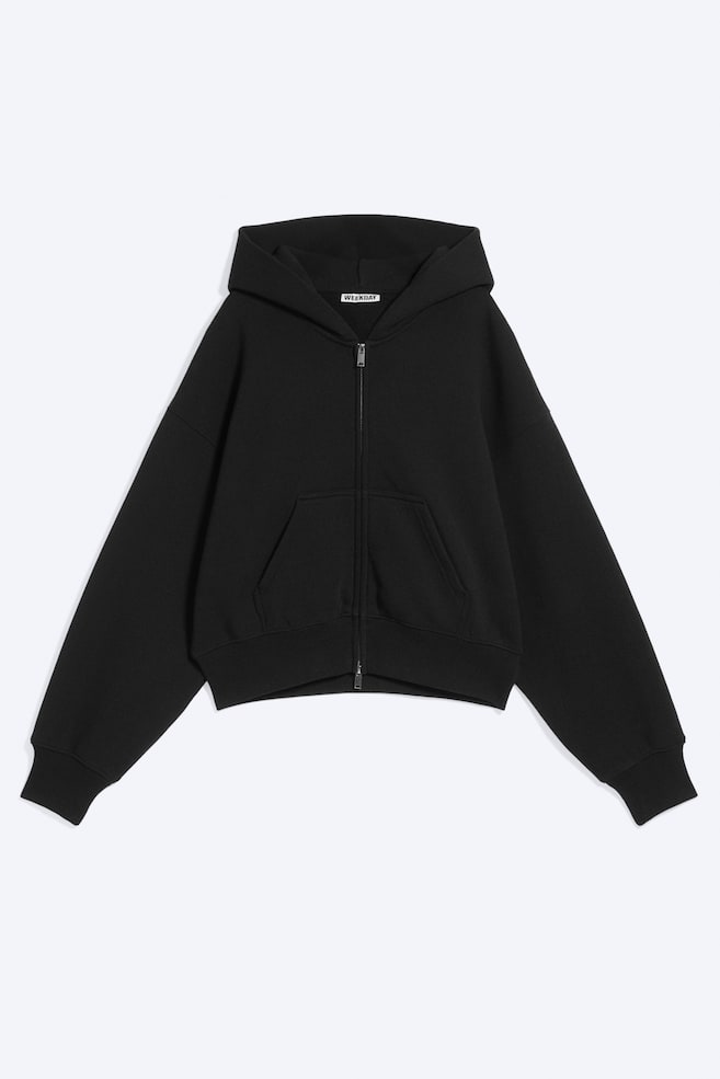 Sudadera con capucha y cremallera - Negro/Gris jaspeado - 1
