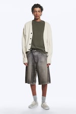 Beige - Boxy Strick-Cardigan im Used-Look - 0