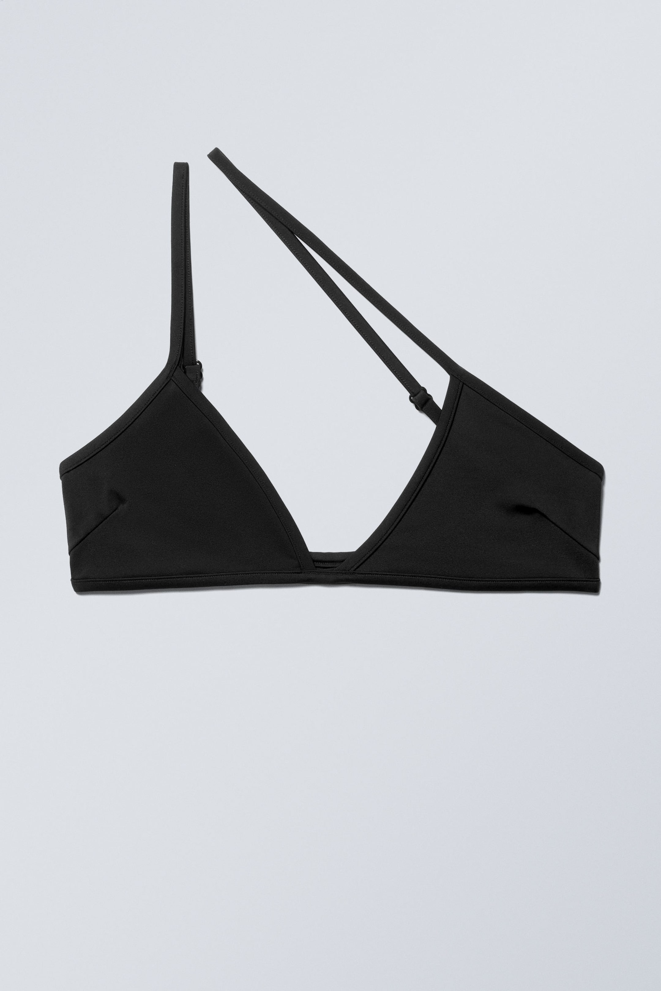 Schwarz - Asymmetrisches Slipover-Bikinioberteil - 1