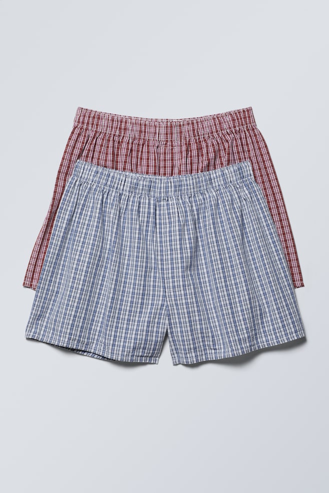 Boxershorts 2-pak - Lilla tern blå tern/Hvid, blåstribet - 1