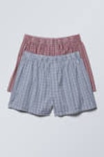 Lila Karos / Blaue Karos - Boxershorts 2er-Pack - 0
