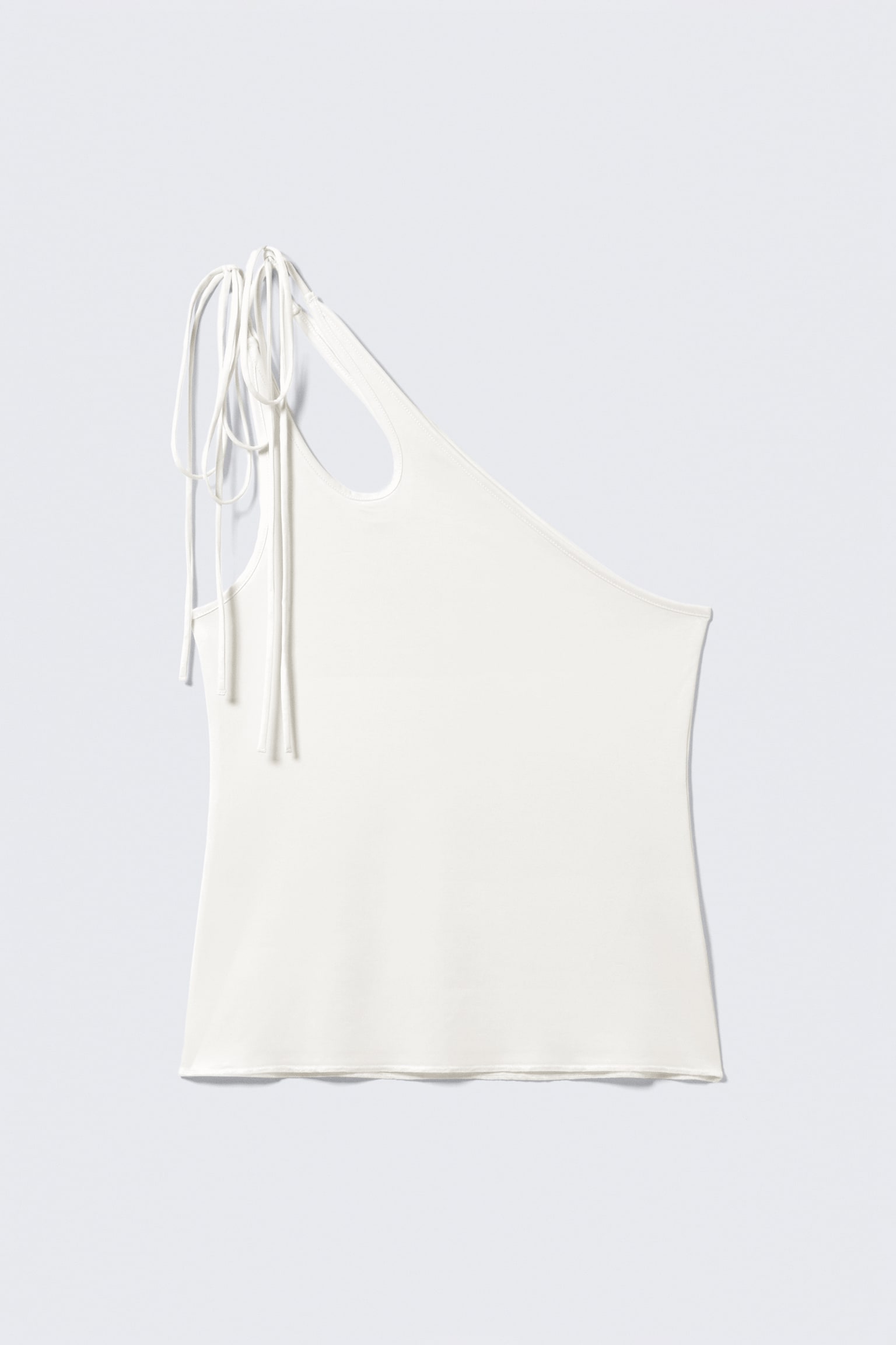 Asymmetrisches Jersey-Tanktop zum Binden - Weiß/Dunkelbraun - 2