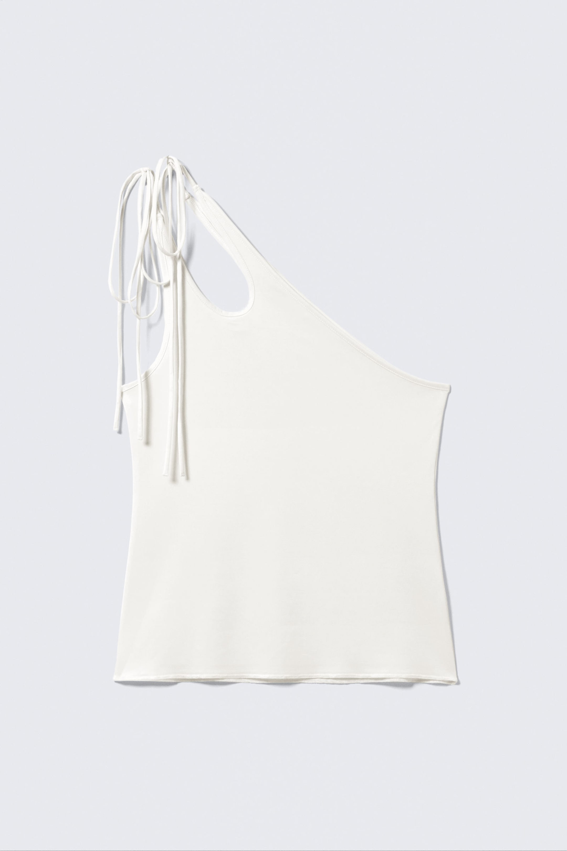 Weiß - Asymmetrisches Jersey-Tanktop zum Binden - 4