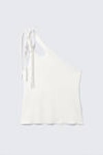 Weiß - Asymmetrisches Jersey-Tanktop zum Binden - 4