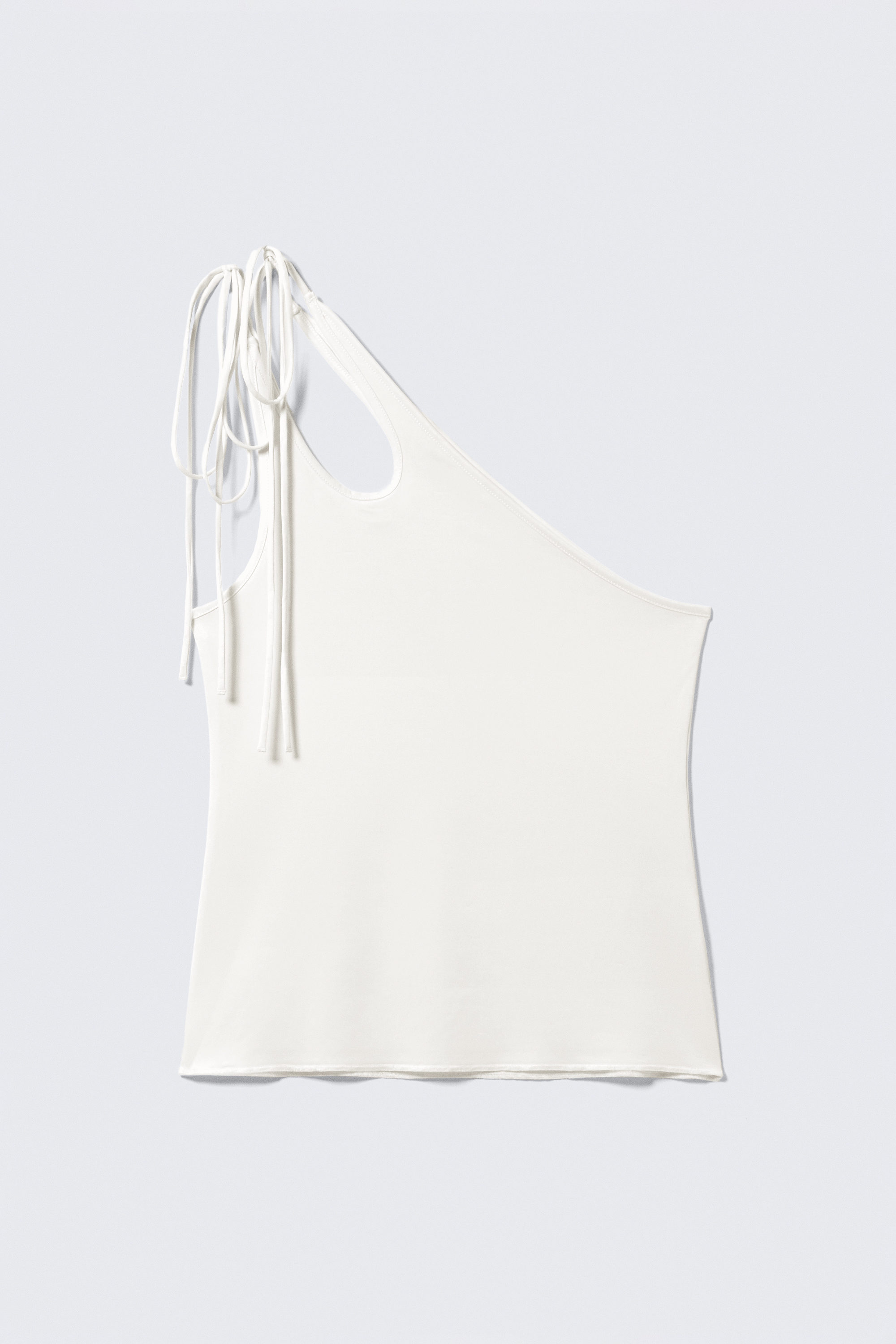 White - Asymmetric Tie Jersey Tank Top - 1