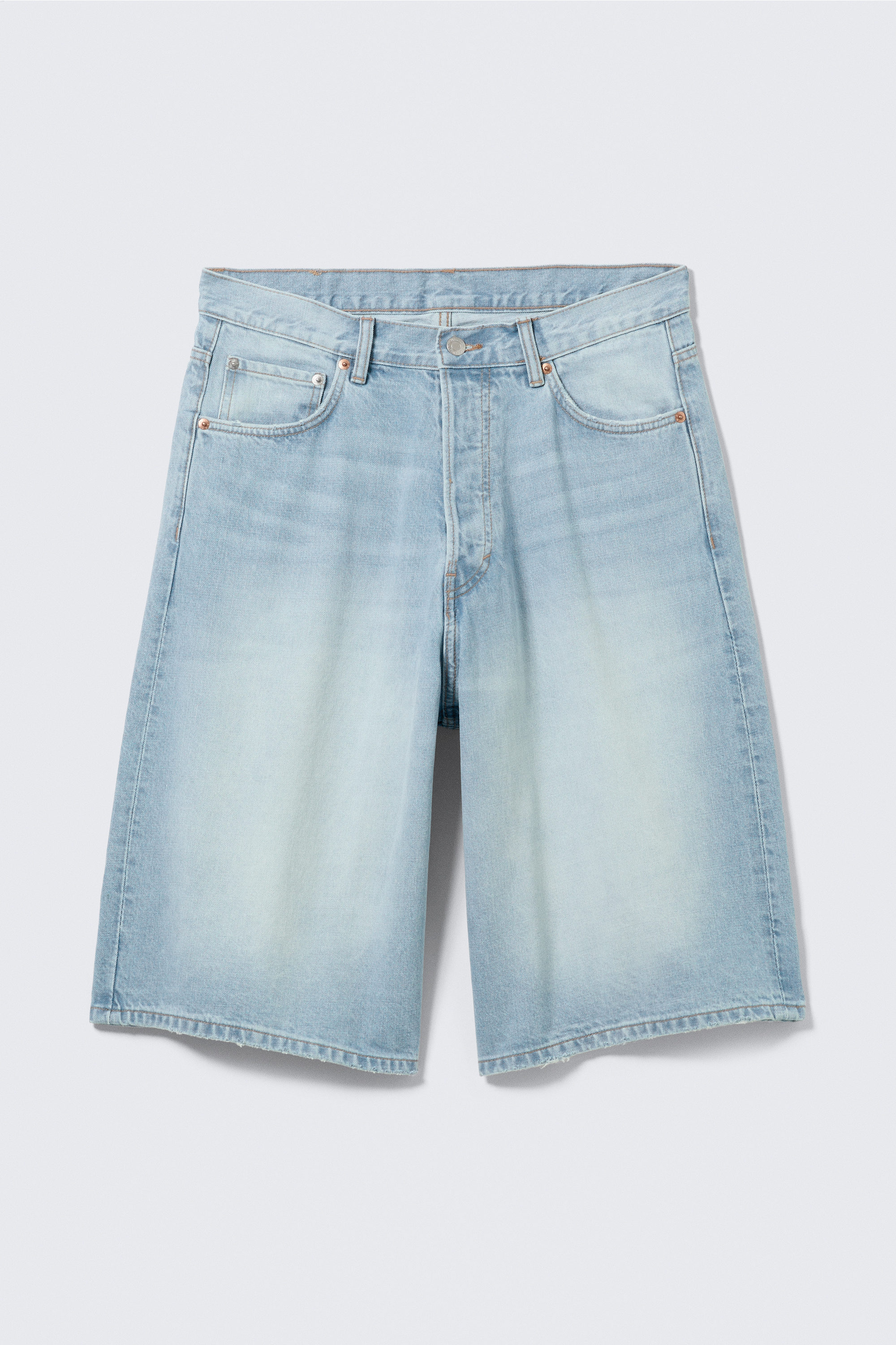 astro mid rise loose baggy denim shorts - Kimberley Blue - Light