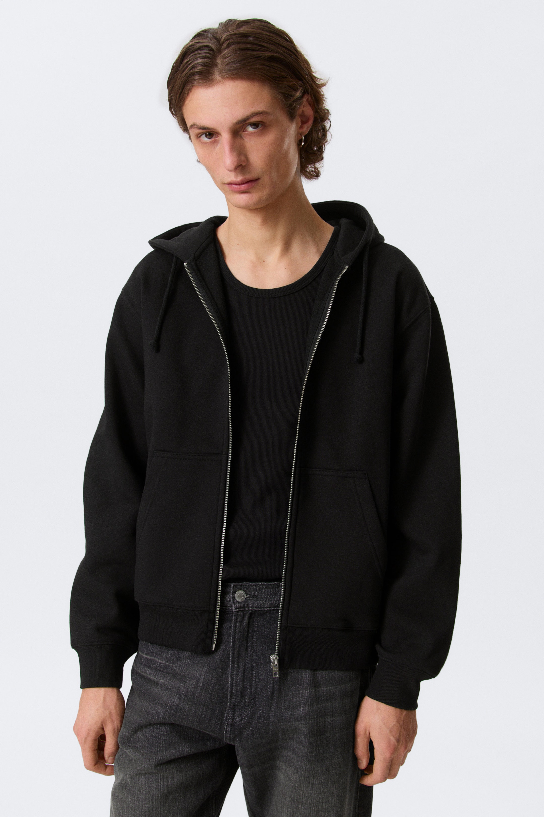 Schwarz - Klassischer Zip-Hoodie - 2