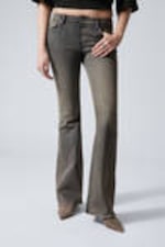 Blue Clay - Grey - Flame Low Rise Slim Flared Leg Jeans - 1
