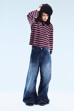 Blue Web - Medium Blue - Rad Super Regular Waist Loose Wide Jeans - 0