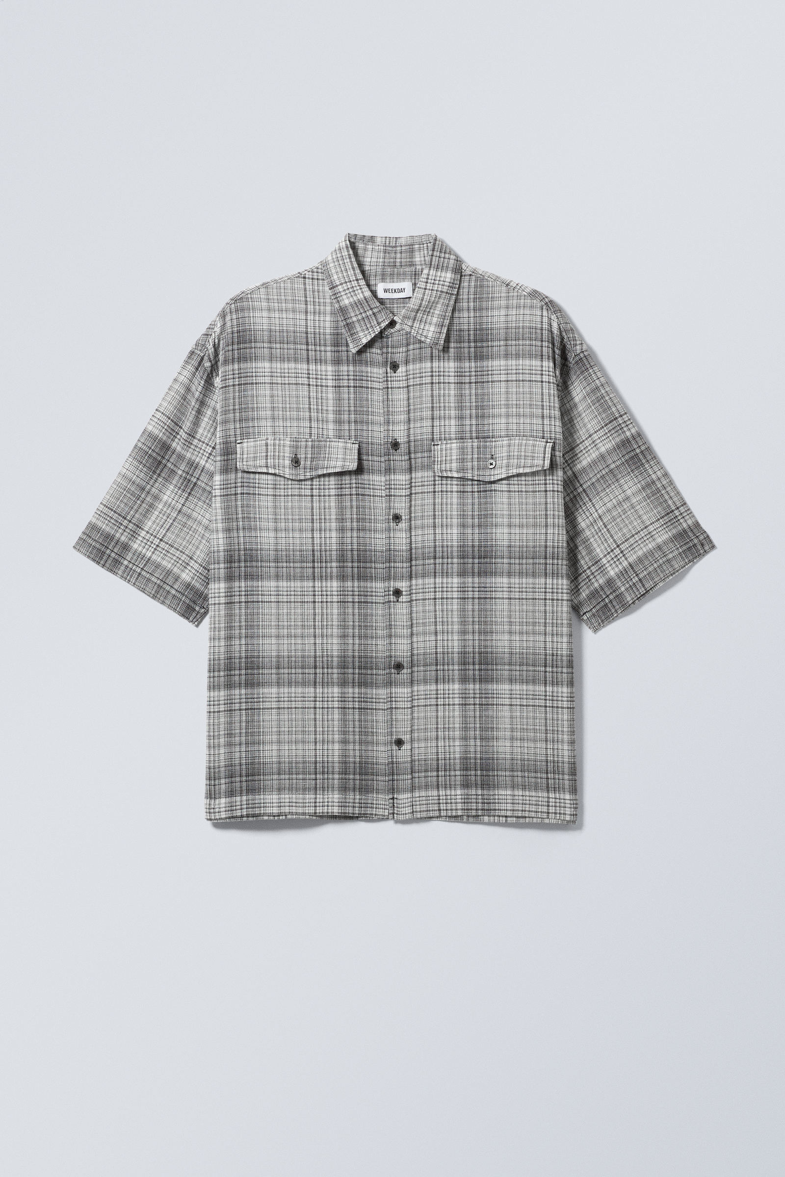 oversized checked short sleeve shirt - Black Check | Weekday EU