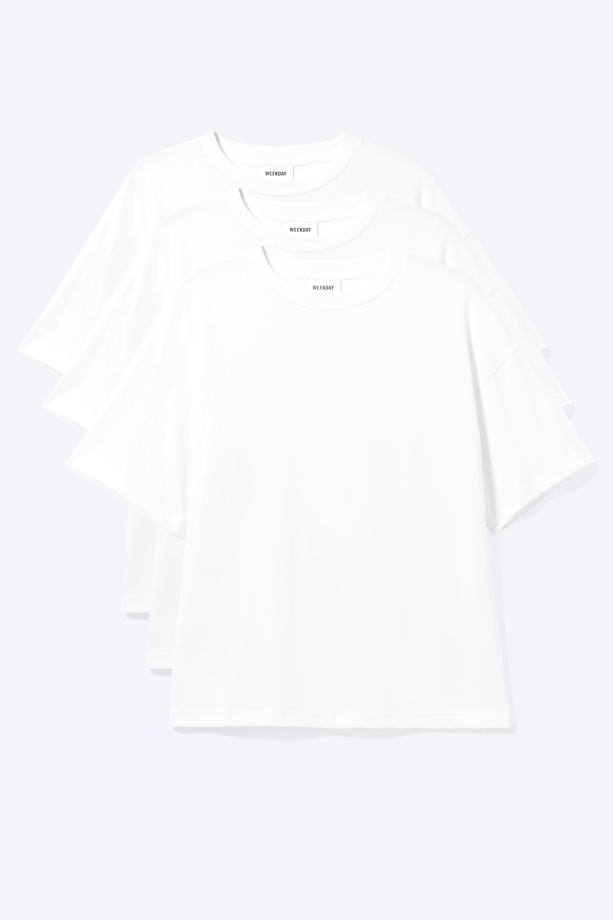 3er-Pack T-Shirts mit lockerem Boxy Fit - Weiß/Schwarz