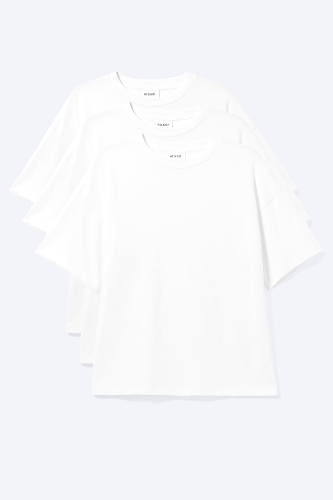 Pudełkowy T-shirt Loose 3-pak - Biały/Czarny - 1