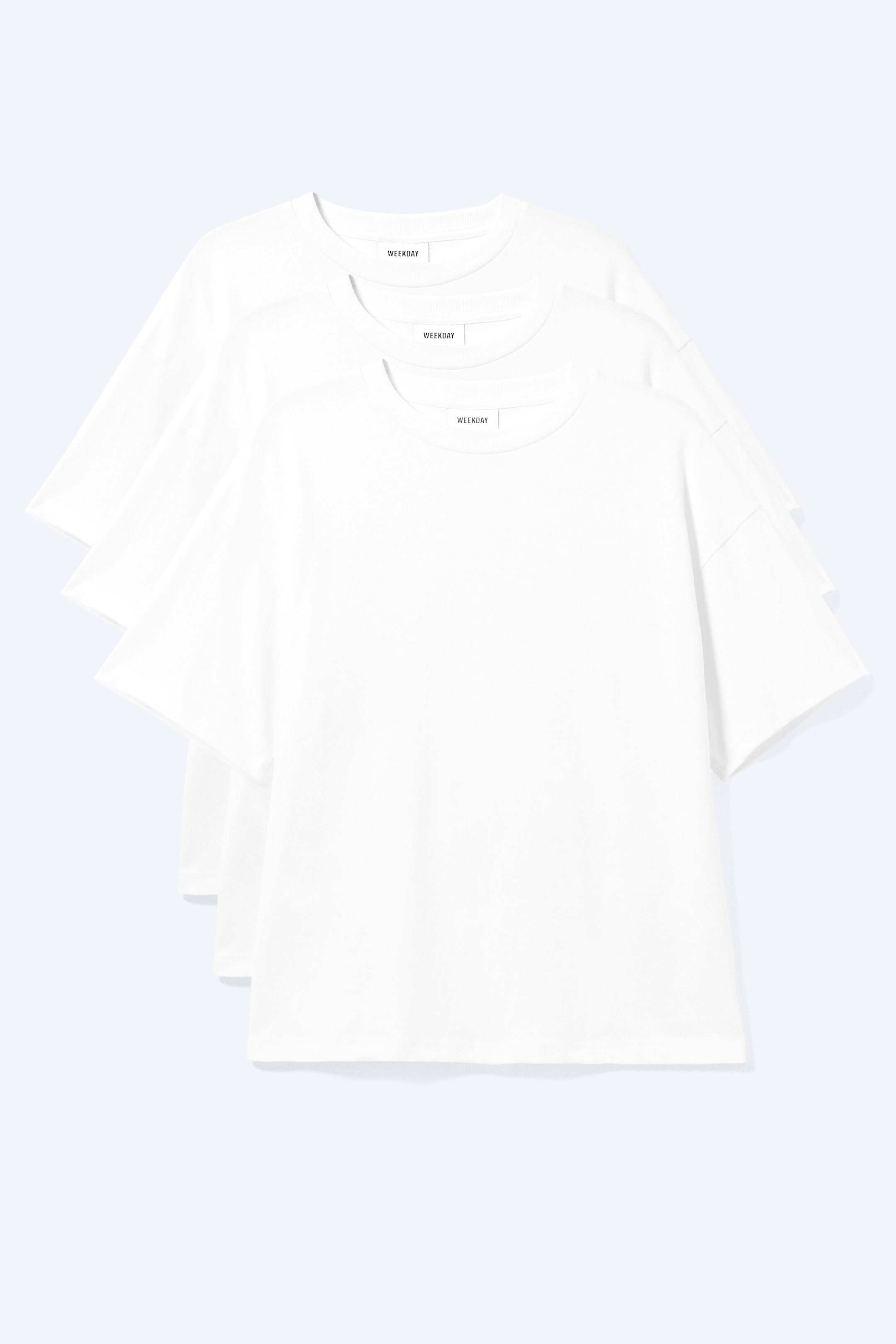 Weiß - 3er-Pack T-Shirts mit lockerem Boxy Fit - 3