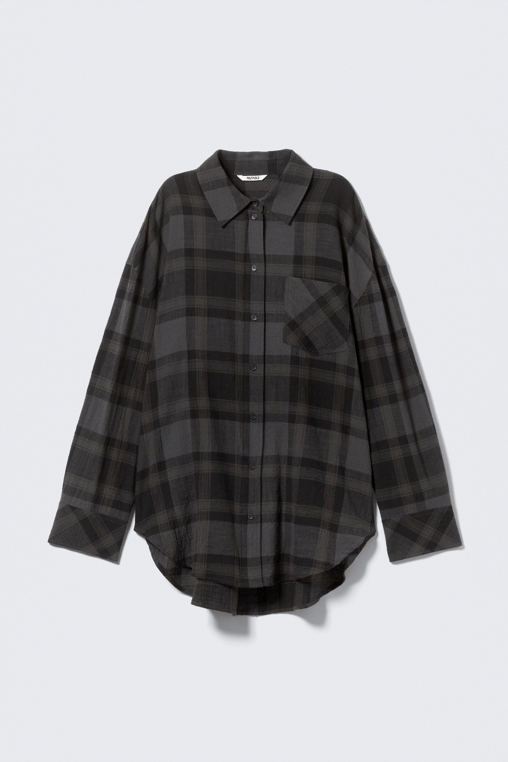 Ingrandisci l'immagine: Oversized Long-Sleeved Cotton Shirt - Checked Dark Grey - DONNA | H&M CH 4