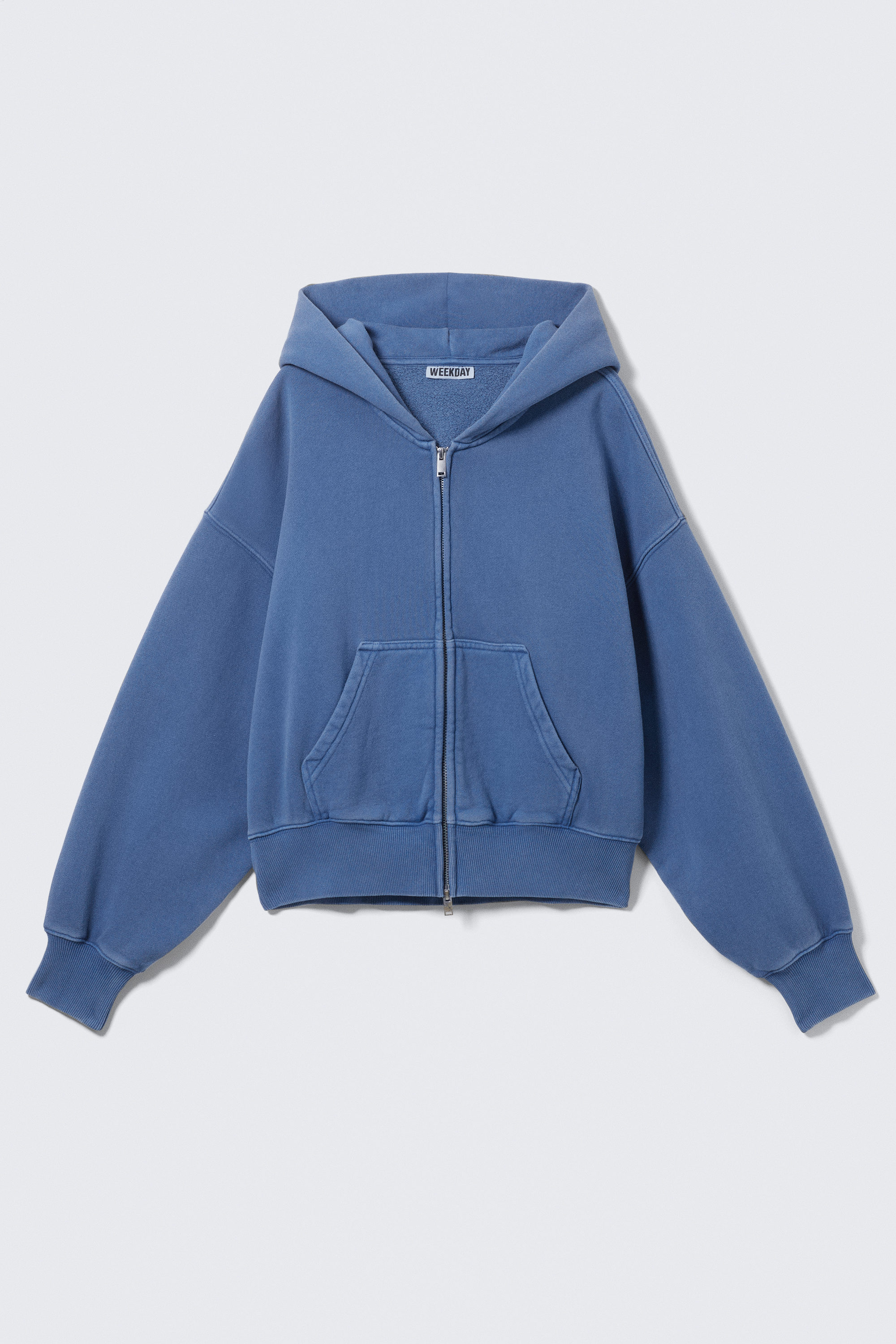 cropped boxy zip hoodie - Washed Blue | Weekday DK