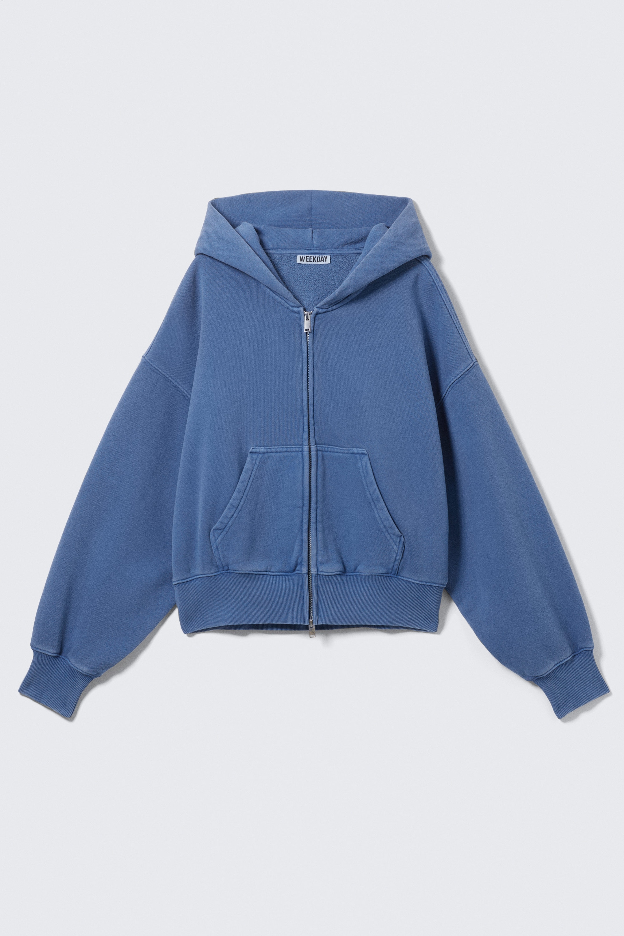 Washed Blue - Cropped Boxy Zip Hoodie - 3