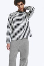 Weiß & Navy gestreift - Boxy Longsleeve mit lockerer Passform - 1