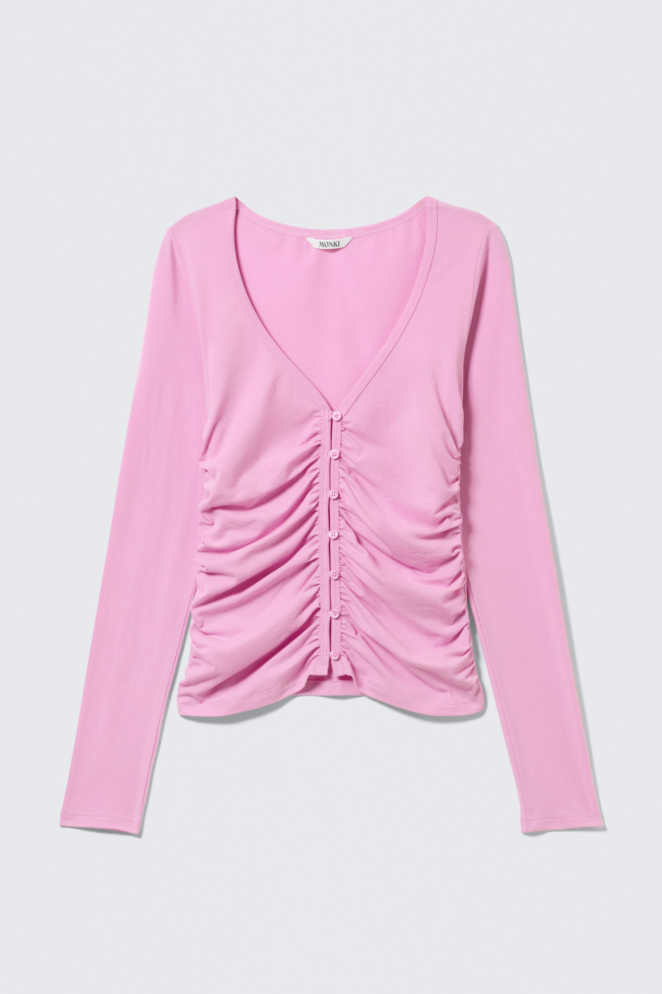 Pink - BELLE B RUCHED V-NECK CARDIGAN - 1