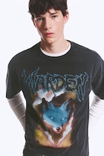 Black - Warden - Boxig t-shirt med tryck - 3