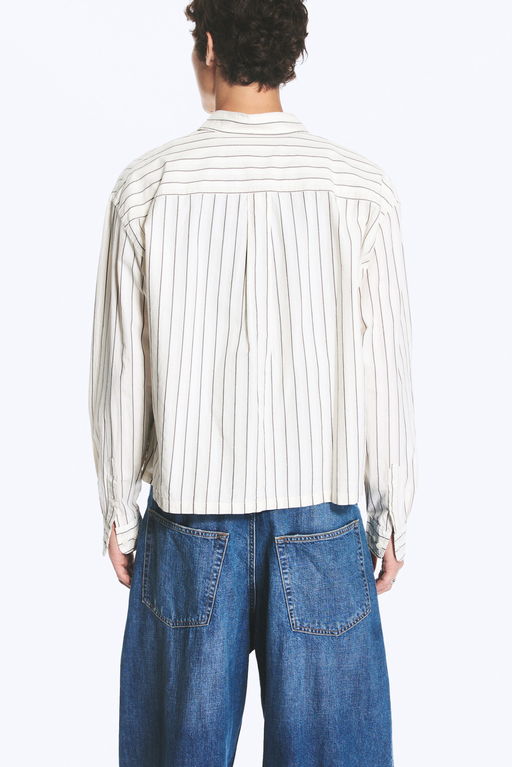 Striped White - Relaxed Boxy Poplin Shirt - 2
