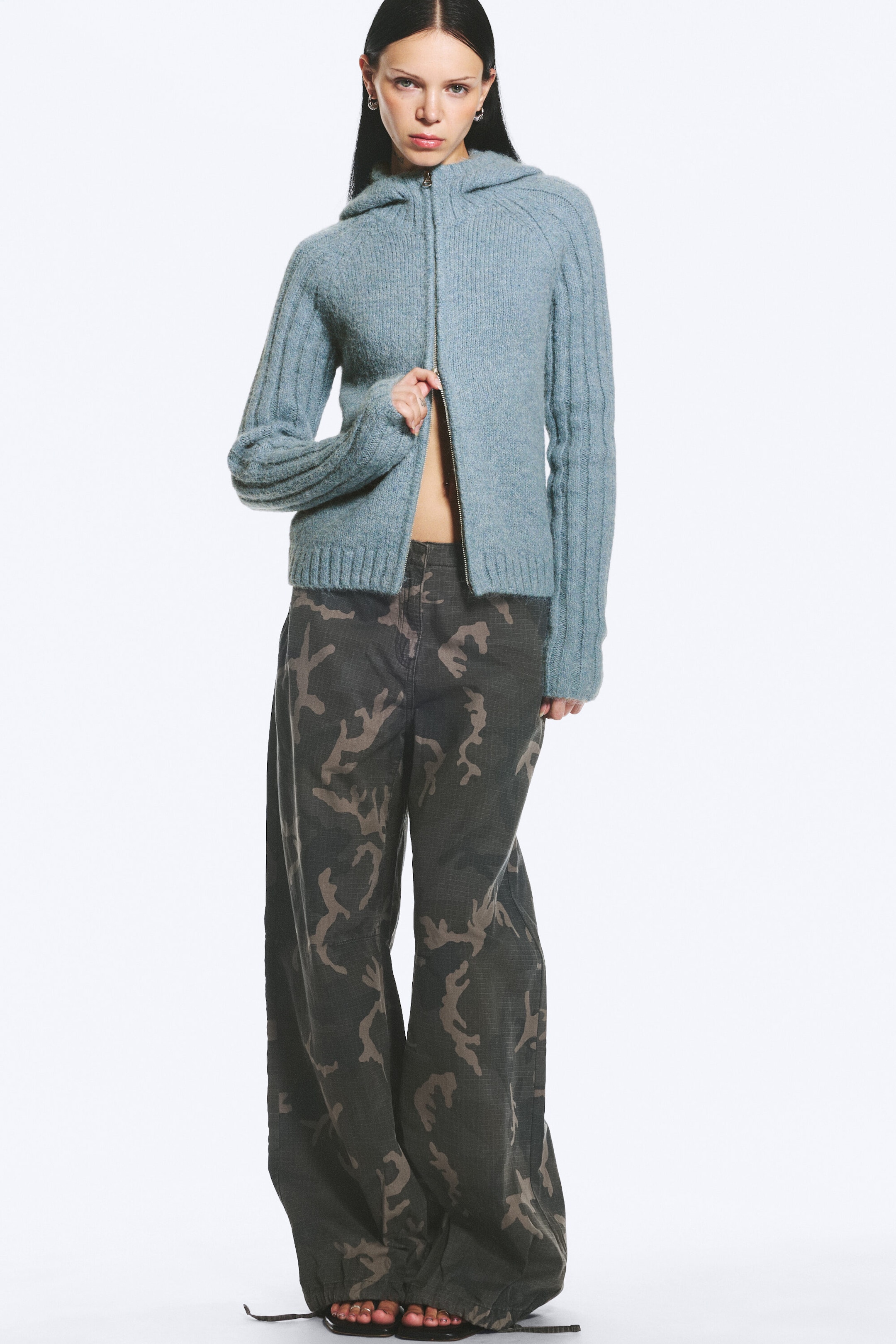 Dusty Blue - Knitted zip hoodie - 2