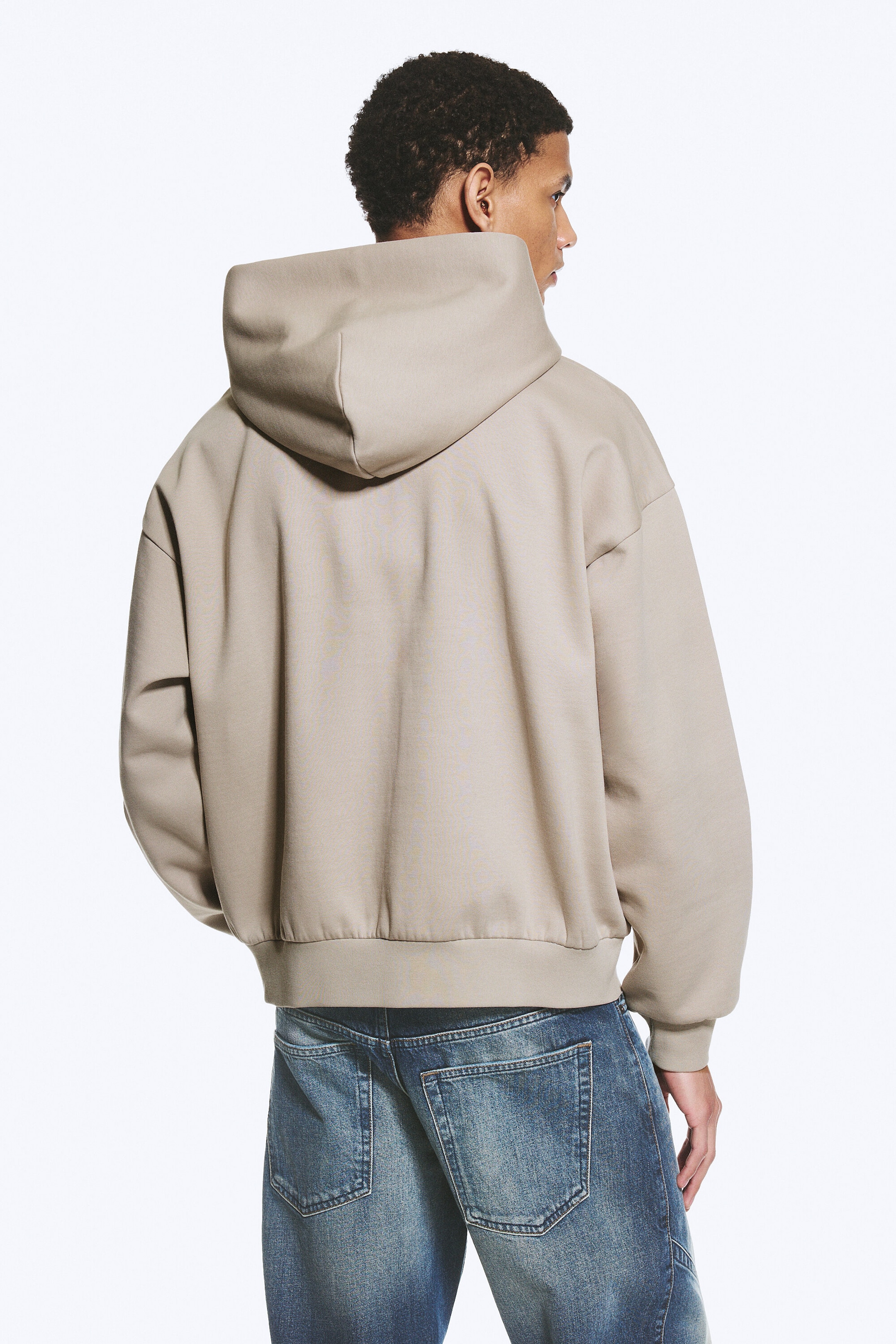 Light Beige - Loose Fit Zip Hoodie - 3