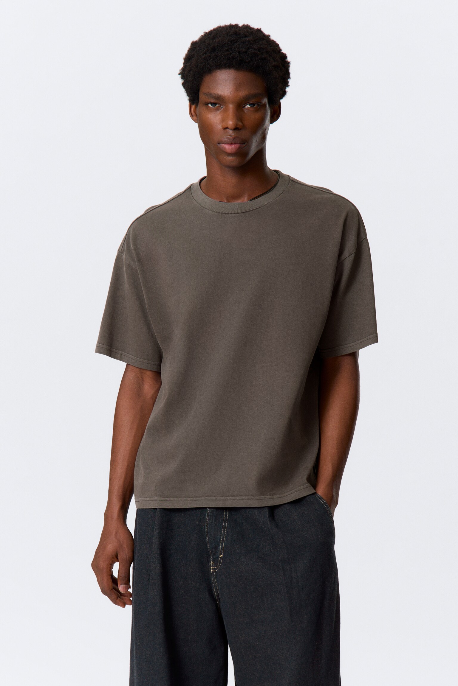 Great Boxy Heavyweight T-Shirt - Тъмнокафяво/Dark Navy Blue/Black/White/Тъмносин/Light Grey/Khaki Green/Тъмносив/Dark Green/Светлосив меланж/Светло прашеносин