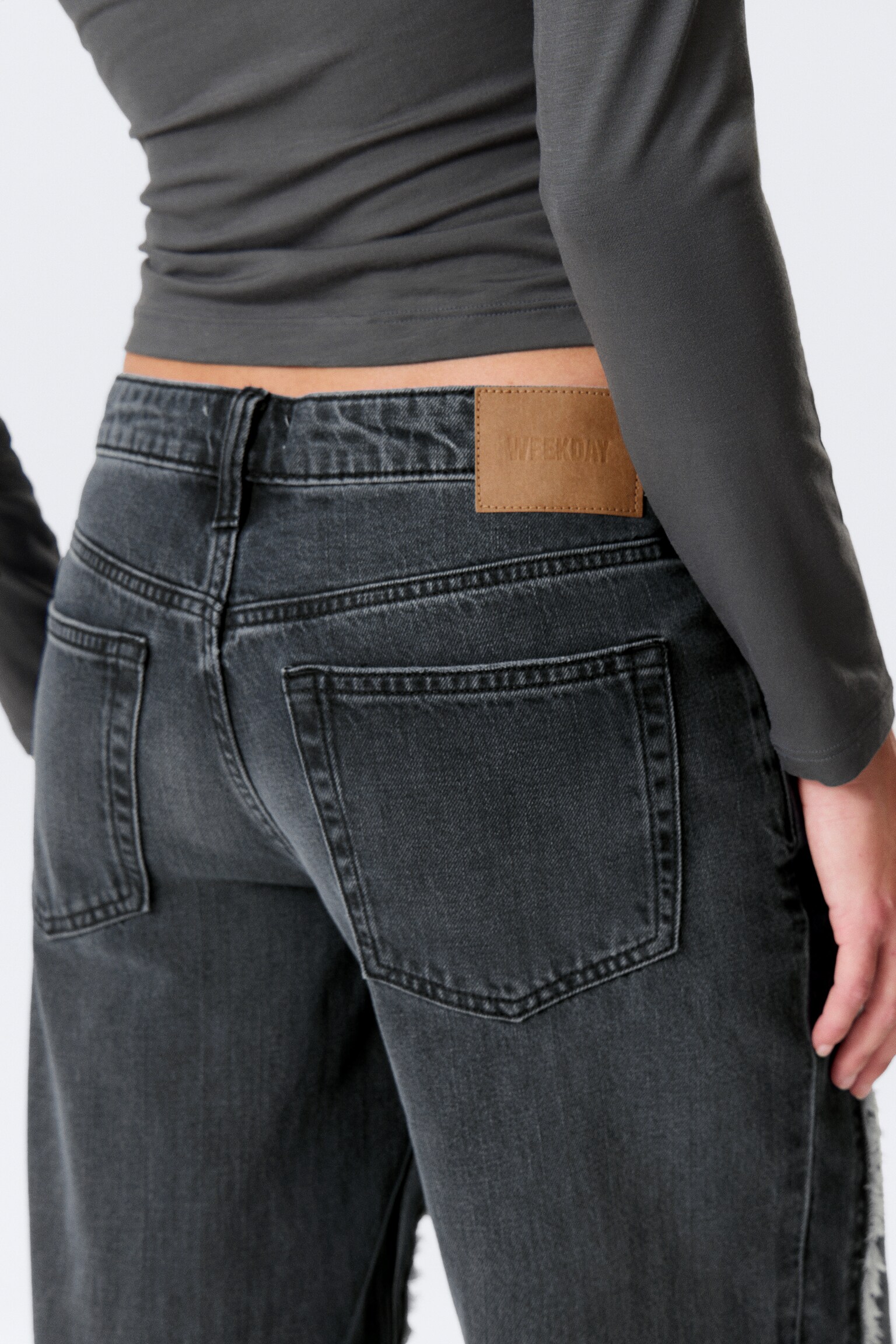 Jeans Ample Frayed Low Rise Loose Wide Leg - Kimberly Blue - Dark Blue - 6