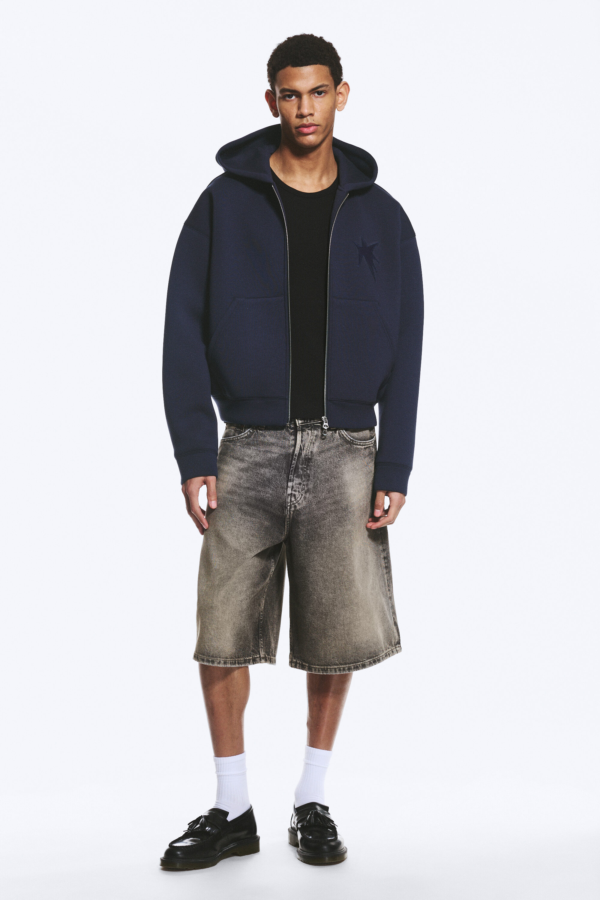 simon graphic scuba zip hoodie - Dark Blue - Tristar | Weekday EU
