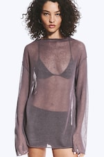 Staubiges Lila - Pullover aus Leinenmix - 1