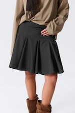 Dark Grey - Low Rise Flared Knee-Length Suiting Skirt - 1