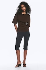 Dark Brown - Fitted Dart Detail T-shirt - 1